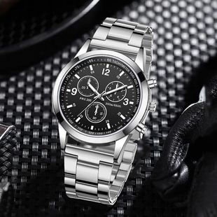 1Pc Men's Casual Silver Quartz Watch Alloy Material Digital