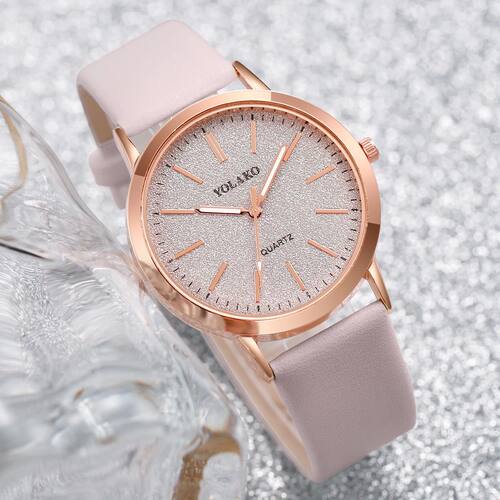 Fashion Matting Dial Women's Quartz Watch Leather Band Ladie