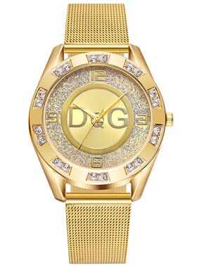 Fashion Luxury Watch DQG Crystal Quartz Female Watch Gold Si