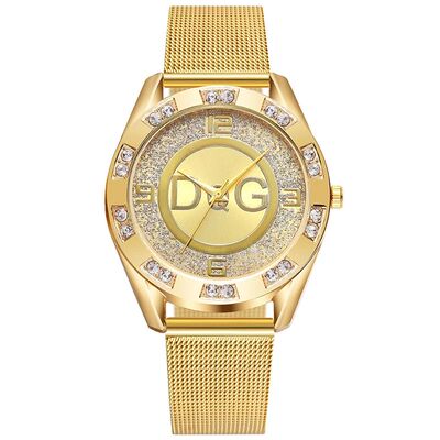 Fashion Luxury Watch DQG Crystal Quartz Female Watch Gold Si
