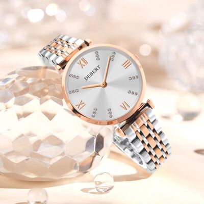 Luxury Women 32mm Stainless Steel Rhinestone Quartz Watches