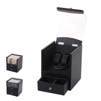 2 Slots Baking Paint Watch Winders with Small Drawers Storag