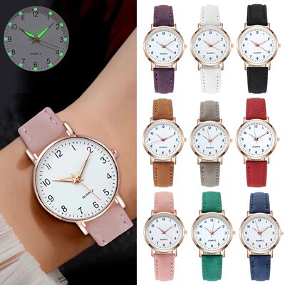 Ladies Diamond-studded Luminous Retro Female Watch Leather B