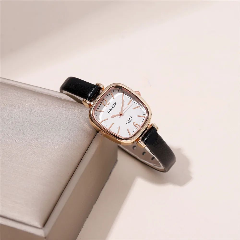 fashion simple trapezoidal dial quartz pu leather women casu