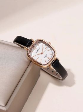 fashion simple trapezoidal dial quartz pu leather women casu