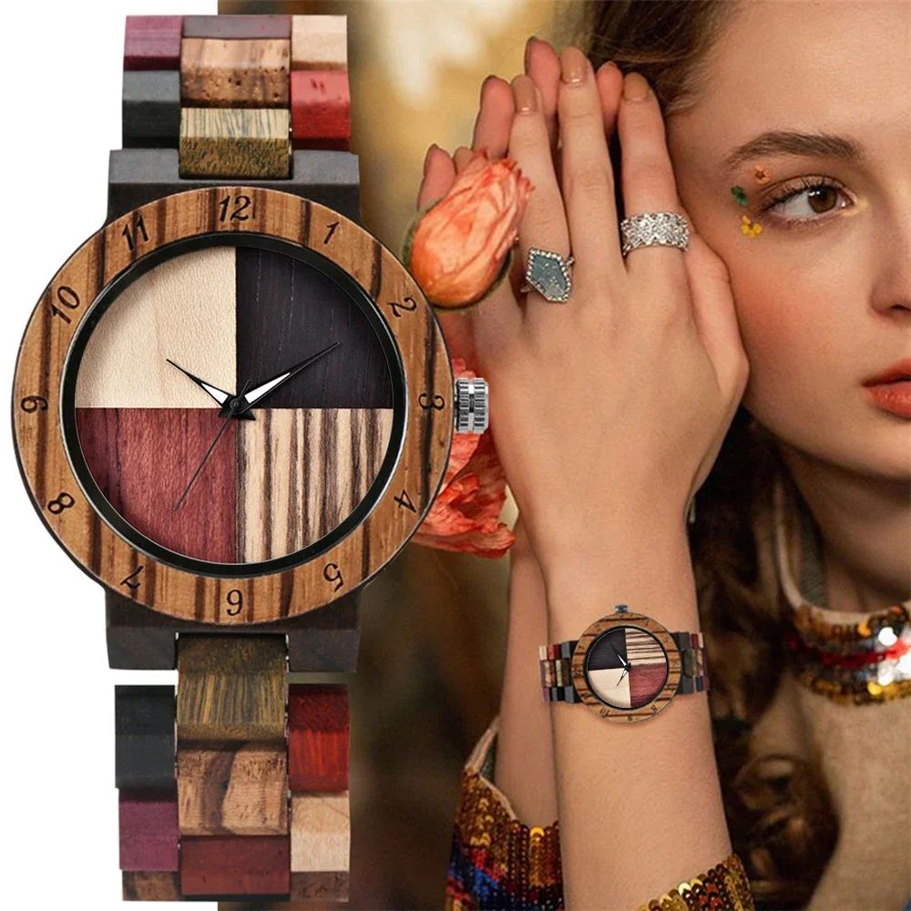 Unique Fashion Color Women's Wooden Watch Street Trend Women