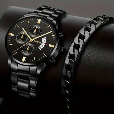 Fashion Men's Watches Business Stainless Steel Quartz Wrist