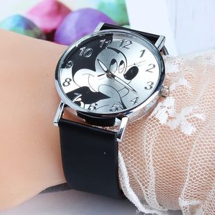 Disney Mickey Mouse Women Watches for Girls Black Leather St