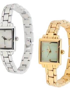 Women Stainless Steel Wristwatch Rhinestone Fashionable Rect