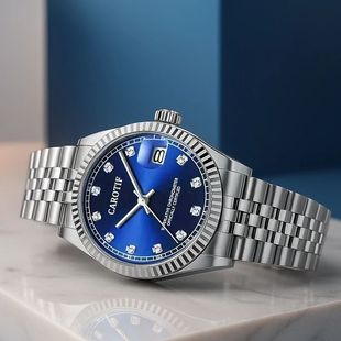 A sleek and elegant date index automatic mechanical watch wi