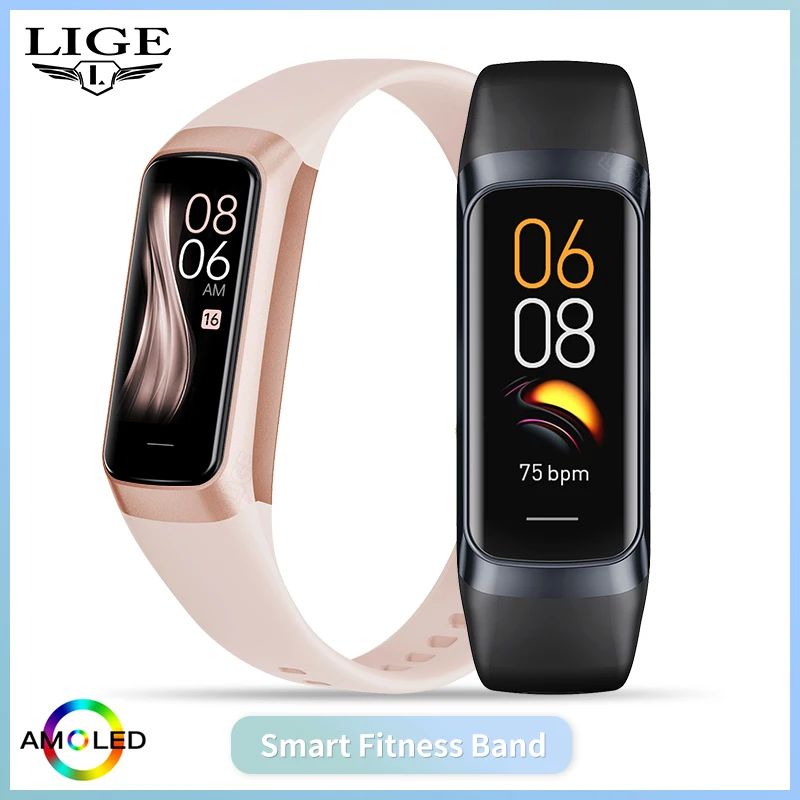 LIGE Amoled Smart Watch Men 2024 Smart Band Women Heart Rate