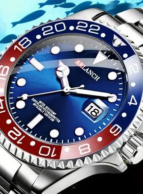 Business Stainless Steel Watch 40mm Classic Red Blue Circle