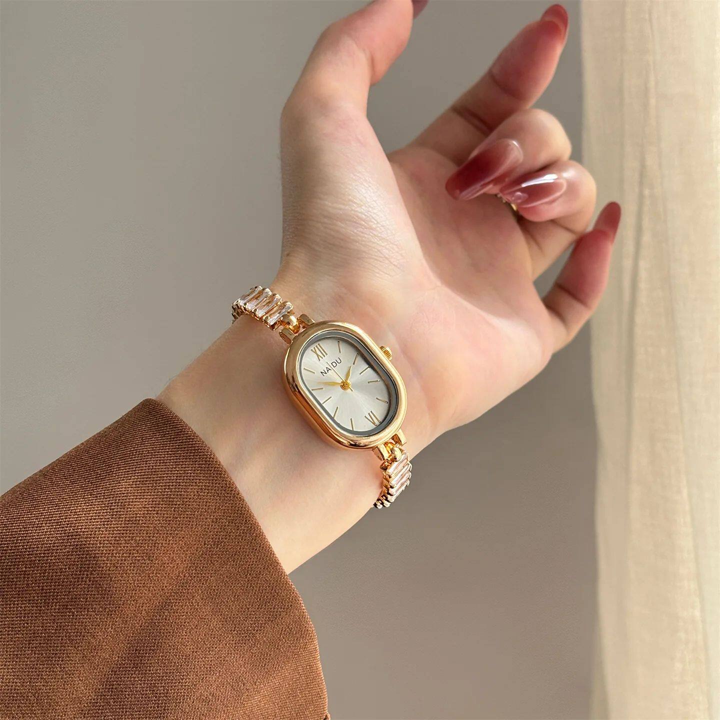 NAIDU Square Oval Color Diamond Rhinestone Bracelet Watch Wo