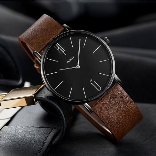 Outdoor Men Watch Genuine Leather Military Sports Analog Qua