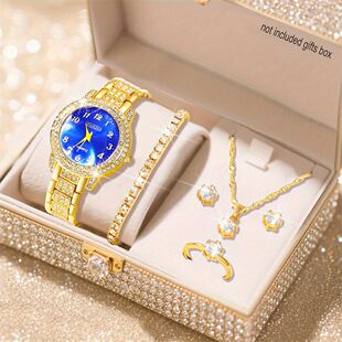 6 Pcs/Set Elegant Ladies' Quartz Wrist Watch & Jewelry Set -