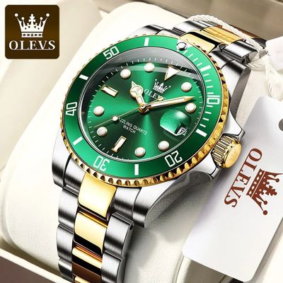 OLEVS Top Original Men Quartz Watch Green Waterproof Watch f