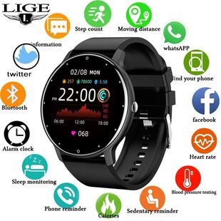 LIGE Smart Watch Men Women Full Touch Screen Sport Fitness W