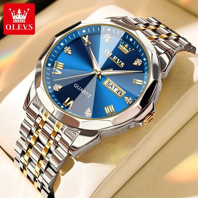 OLEVS Men's Watches Rhombus Mirror Original Quartz Watch for