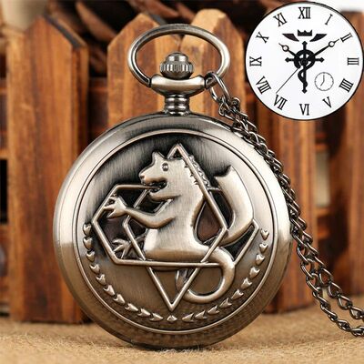 Antique Fullmetal Alchemist Quartz Anime Pocket Watch Cospla