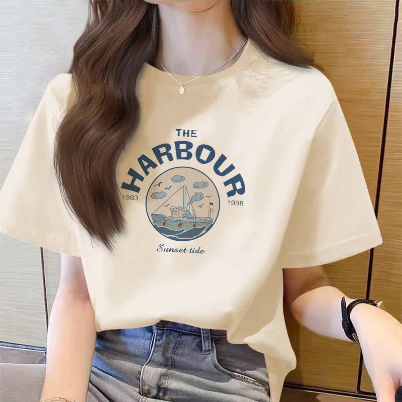 韩系纯棉短袖t恤女2025新款夏季爆款柠檬海盐穿搭夏日绝美小上衣