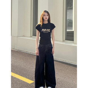 黑色正肩短袖t恤女装2026新款夏季穿搭韩系显瘦超好看修身小上衣