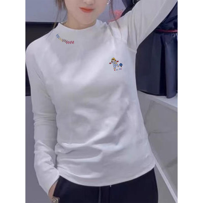 秋冬季半高领德绒加厚保暖内搭打底衫女2025新款白色长袖t恤上衣