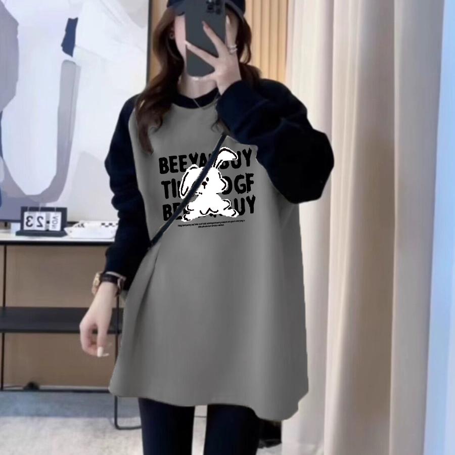 秋冬加绒打底衫中长款长袖上衣