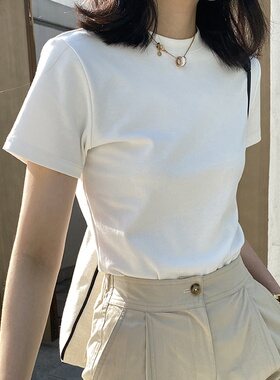 白色纯棉短袖T恤女2026早春新款夏季小众设计感港味复古chic上衣