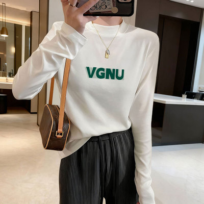 秋冬季德绒半高领内搭高级感打底衫女2025新款长袖t恤上衣可外穿