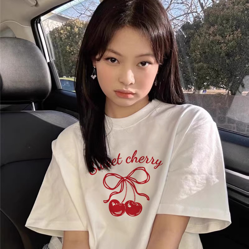 白色宽松纯棉短袖t恤女2025新款欧货爆款夏日绝美小众设计感上衣