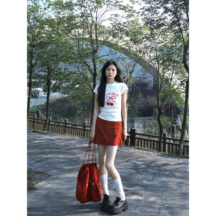 白色正肩短袖t恤女装2026新款夏季穿搭韩系显瘦超好看修身小上衣