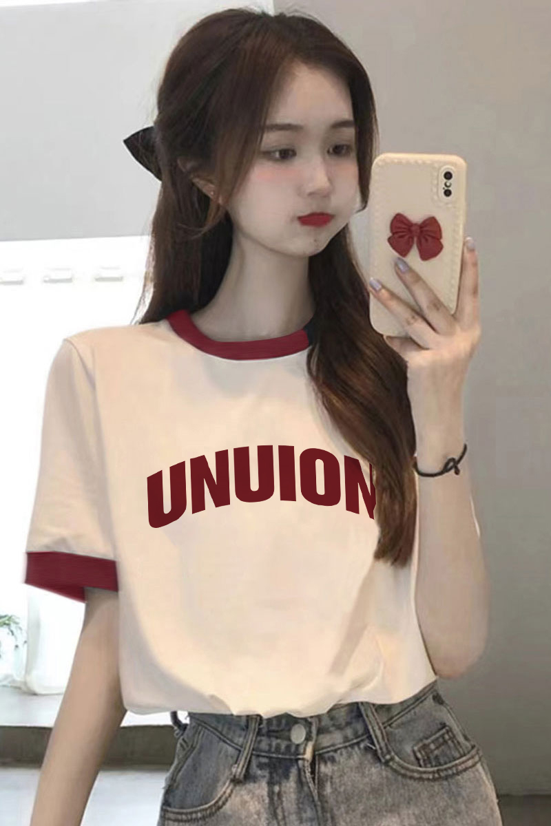 夏季新款纯棉短袖t恤上衣女