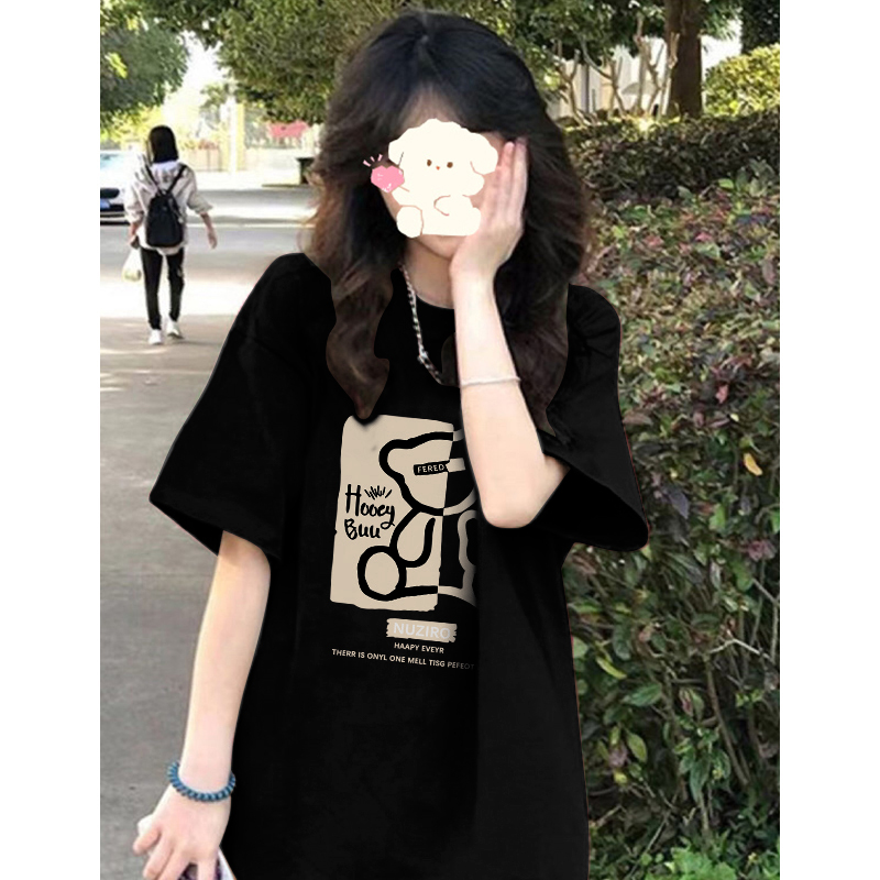 美式高街纯棉短袖t恤女夏季2023新款小众设计感复古港味chic上衣