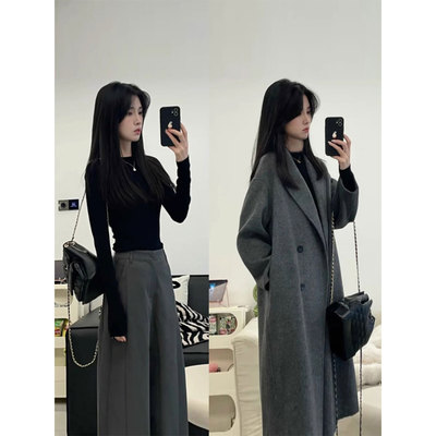 黑色纯棉修身内搭高级感可外穿打底衫女2025新款爆款长袖t恤上衣