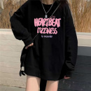 oversize美式 2025爆款 高街加绒上衣 黑色宽松圆领卫衣女新款 秋冬季