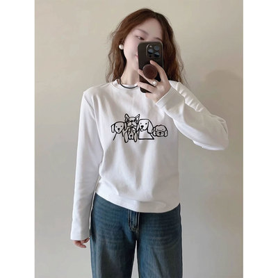 纯棉长袖t恤女装2025新款今年流行爆款秋冬季加绒内搭打底衫上衣