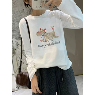 白色纯棉长袖t恤女装2026新款早春穿搭德绒内搭可外穿打底衫上衣