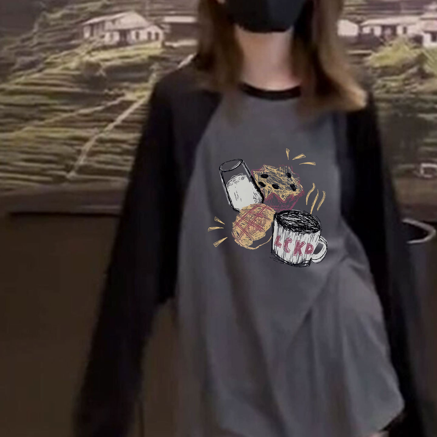 纯棉插肩长袖t恤女士中长款洋气内搭打底衫2025新款今年流行爆款