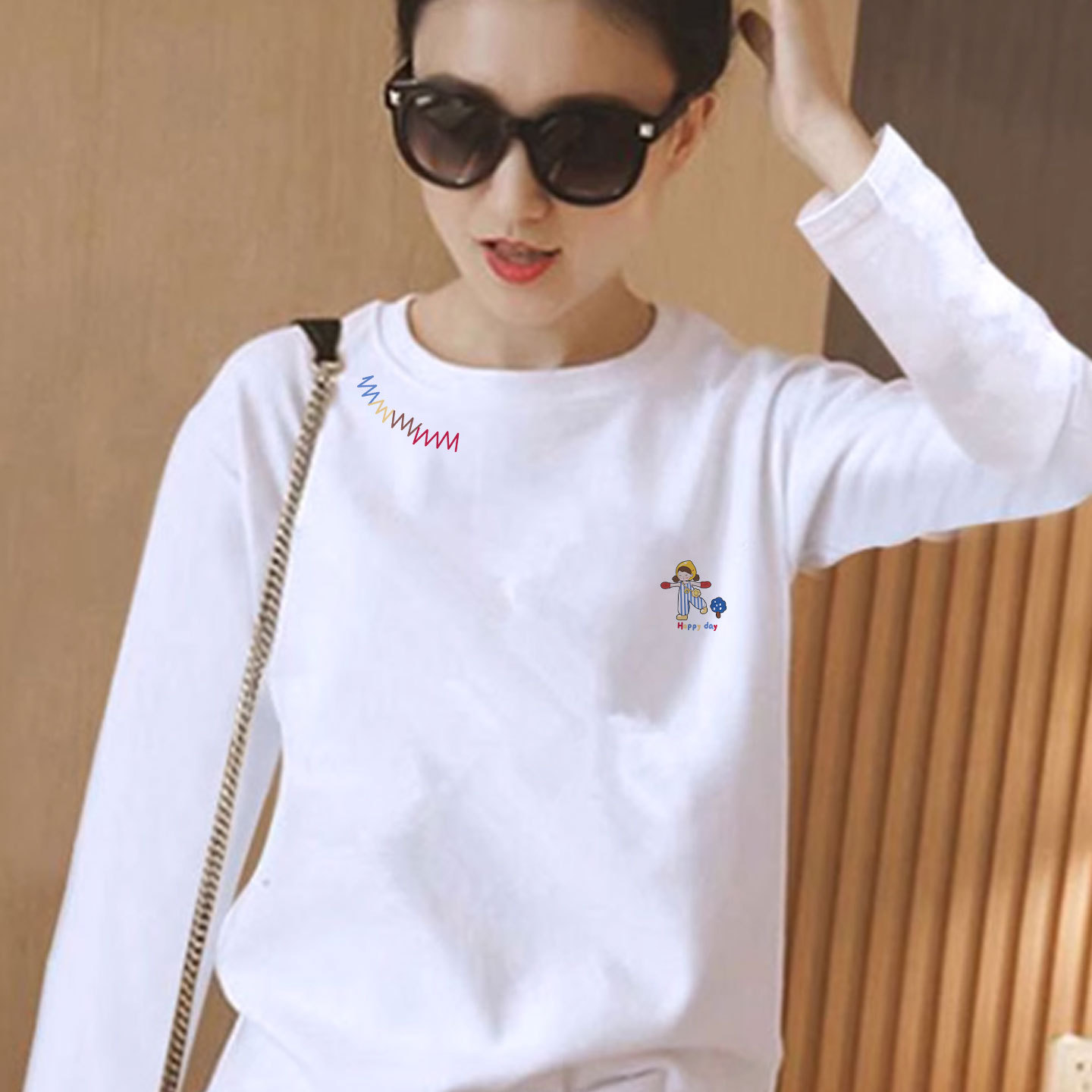 白色纯棉巨好看的长袖t恤女装2025新款秋冬季加绒内搭打底衫上衣