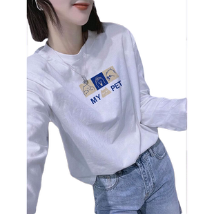 白色纯棉长袖t恤女装2026早春新款秋冬季加绒叠穿内搭打底衫上衣