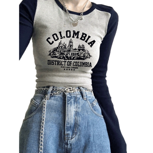 早春2025新款法式辣妹短款长袖t恤女装上衣秋冬季加绒内搭打底衫