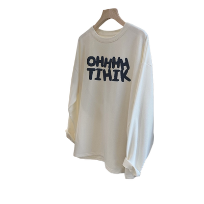 白色纯棉长袖t恤女装打底衫上衣