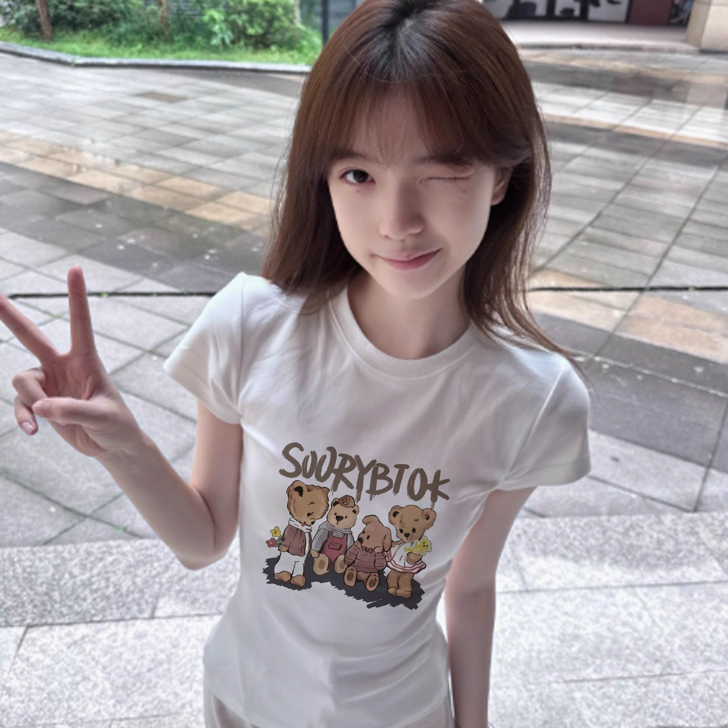 白色正肩修身显瘦纯棉短袖t恤女2025新款爆款夏季艺术生奶乖上衣