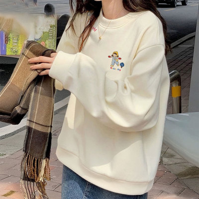 秋冬季加绒加厚无帽女士卫衣2025新款爆款时尚洋气独特超好看上衣