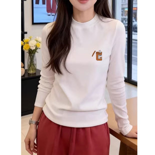 纯棉长袖t恤女2026新款早春穿搭内搭打底衫显瘦韩系ins设计感上衣