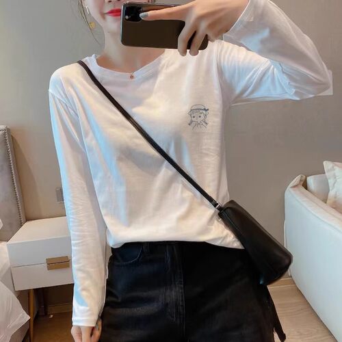 白色纯棉打底衫女装2024新款