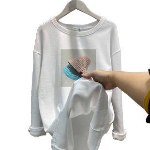 白色内搭德绒打底衫女秋冬季加绒加厚中长款宽松大码长袖t恤上衣