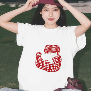 t恤女2025新款 宽松韩版 白色纯棉短袖 夏季 胖mm巨显瘦上衣 大码 女装