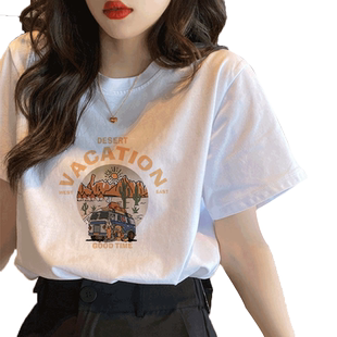 白色纯棉短袖t恤女2026新款夏季复古港味chic小众设计感正肩上衣