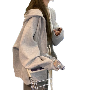 加绒加厚女士卫衣2026新款爆款春秋装冬季美式复古oversize潮外套